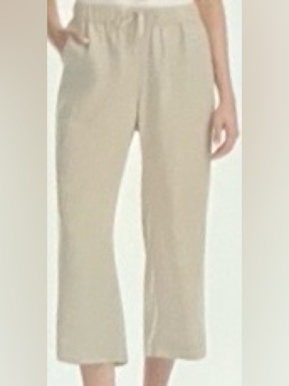 Splendid Cropped Wide-Leg Pull-On Pants in Light Beige